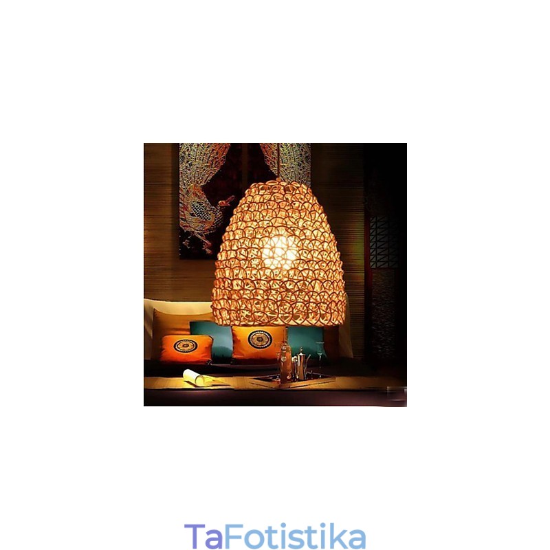 Ρετρό Στρογγυλή Σκιά Φωτιστικού Κήπου Rattan