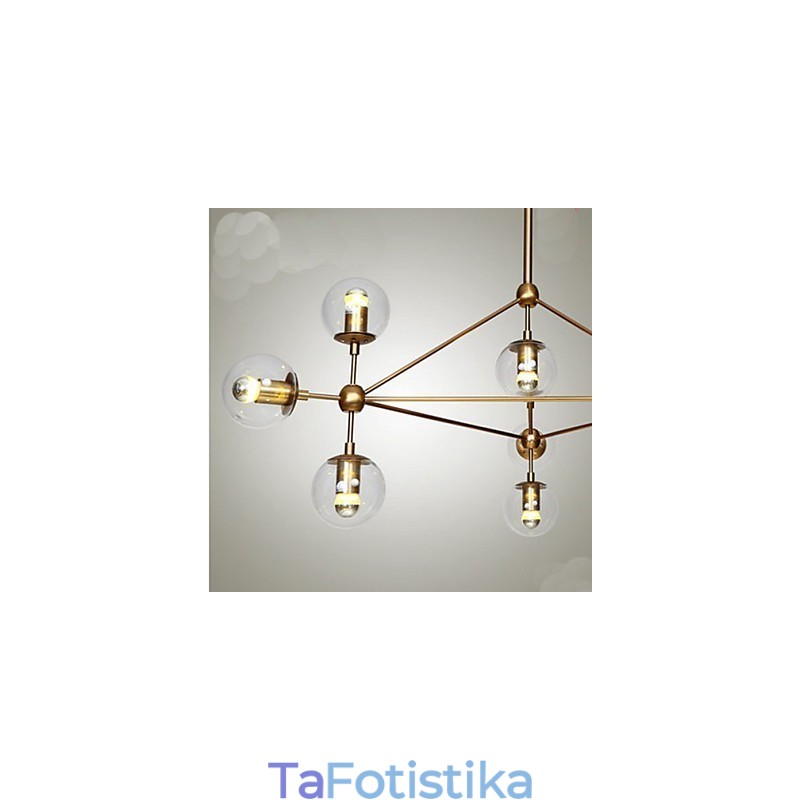 Golden Beans Chandelier 10 Light with Glass Shade
