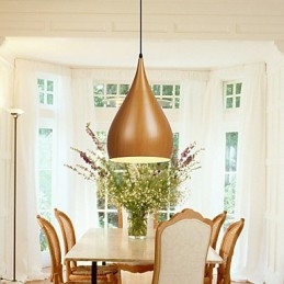 Κρεμαστά φωτιστικά καφέ Retro Pendant Light Wood Grain Metal