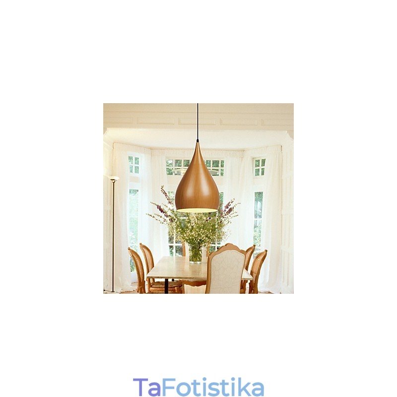 Κρεμαστά φωτιστικά καφέ Retro Pendant Light Wood Grain Metal