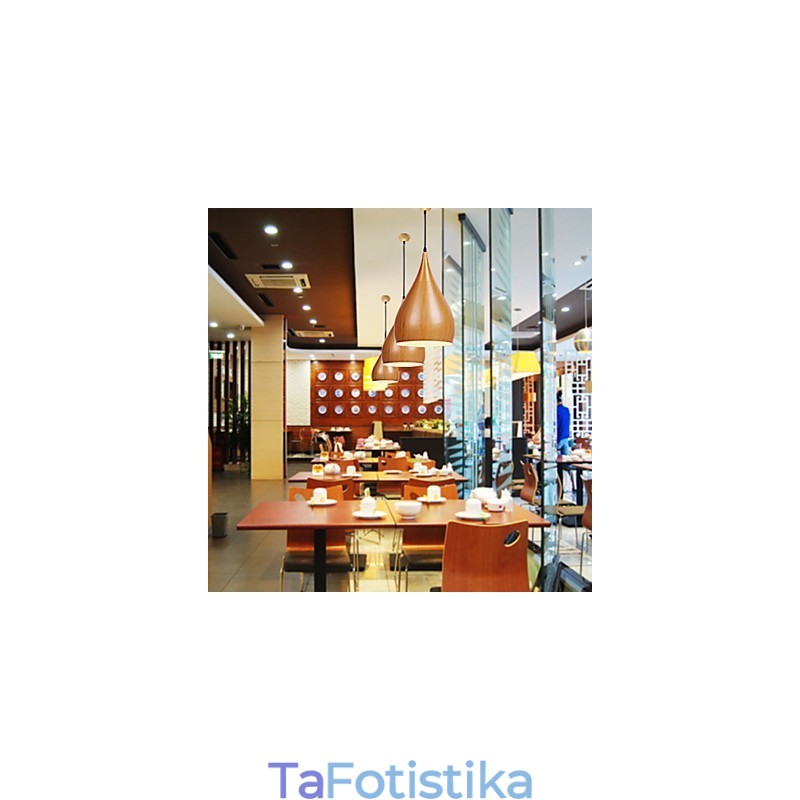 Κρεμαστά φωτιστικά καφέ Retro Pendant Light Wood Grain Metal