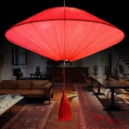 Lotus Leaf Modern Marine Cloth Art Droplight Of Red Lanterns Light Lamp