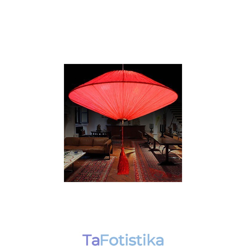 Lotus Leaf Modern Marine Cloth Art Droplight Of Red Lanterns Light Lamp