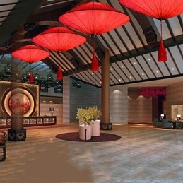 Lotus Leaf Modern Marine Cloth Art Droplight Of Red Lanterns Light Lamp