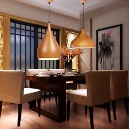Κρεμαστά φωτιστικά καφέ Retro Pendant Light Wood Grain Metal