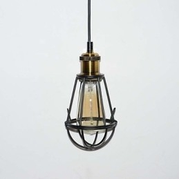 Φωτιστικό LOFT Vintage κρεμαστό Φωτιστικό Edison Light Balck Σιδερένιο μεταλλικό κλουβί αμπαζούρ Φωτιστικό αποθήκης στυλ