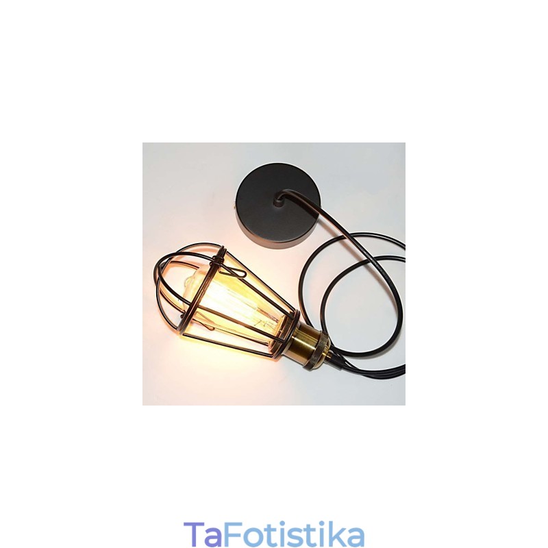 Φωτιστικό LOFT Vintage κρεμαστό Φωτιστικό Edison Light Balck Σιδερένιο μεταλλικό κλουβί αμπαζούρ Φωτιστικό αποθήκης στυλ