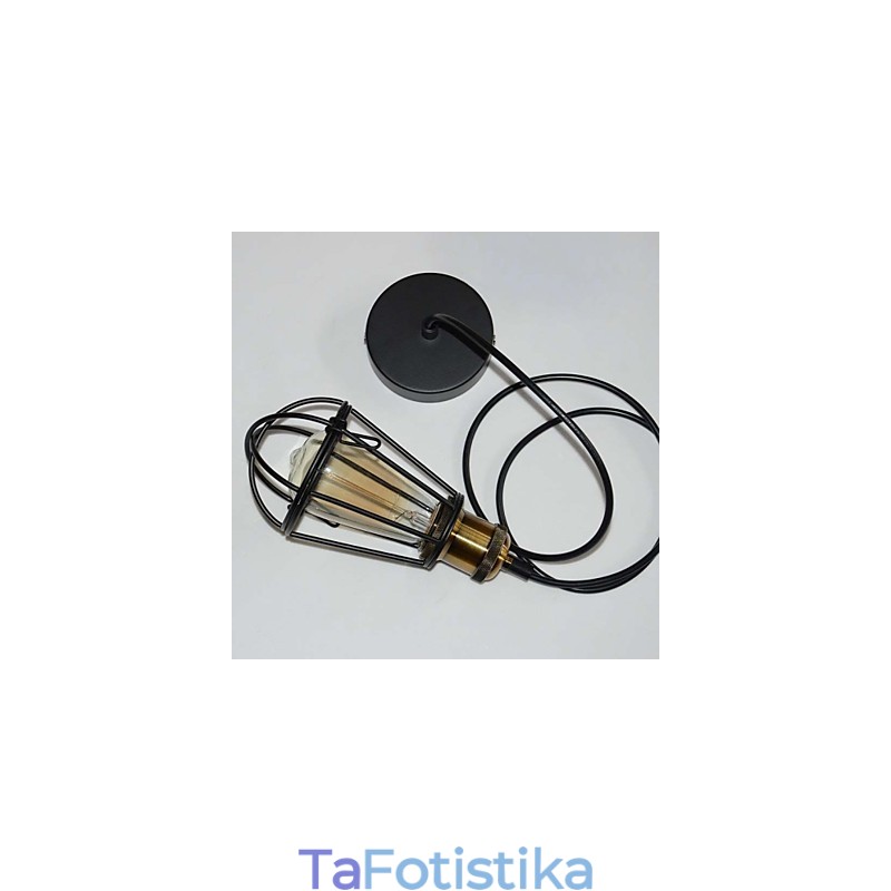 Φωτιστικό LOFT Vintage κρεμαστό Φωτιστικό Edison Light Balck Σιδερένιο μεταλλικό κλουβί αμπαζούρ Φωτιστικό αποθήκης στυλ