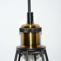 Φωτιστικό LOFT Vintage κρεμαστό Φωτιστικό Edison Light Balck Σιδερένιο μεταλλικό κλουβί αμπαζούρ Φωτιστικό αποθήκης στυλ