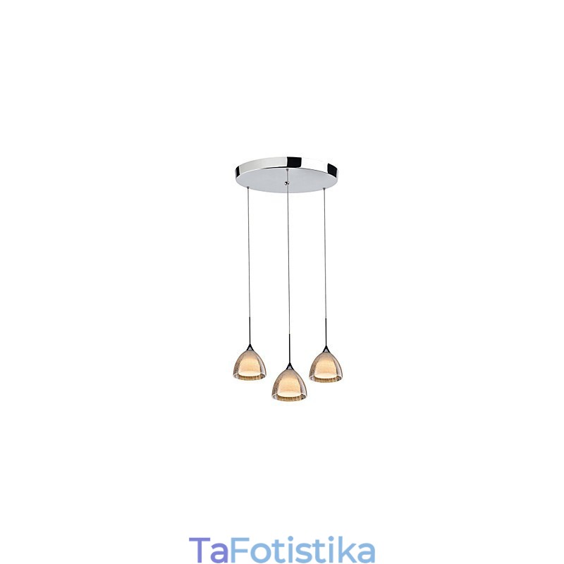3 Ελαφρύ κρεμαστό κόσμημα Island Light Crack Glass Polished Chrome