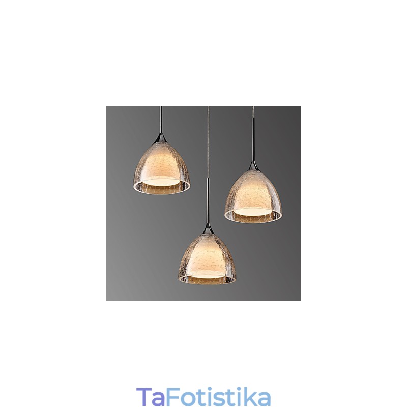 3 Ελαφρύ κρεμαστό κόσμημα Island Light Crack Glass Polished Chrome