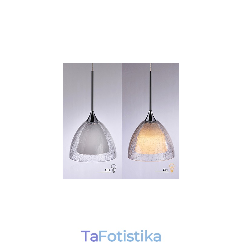 3 Ελαφρύ κρεμαστό κόσμημα Island Light Crack Glass Polished Chrome