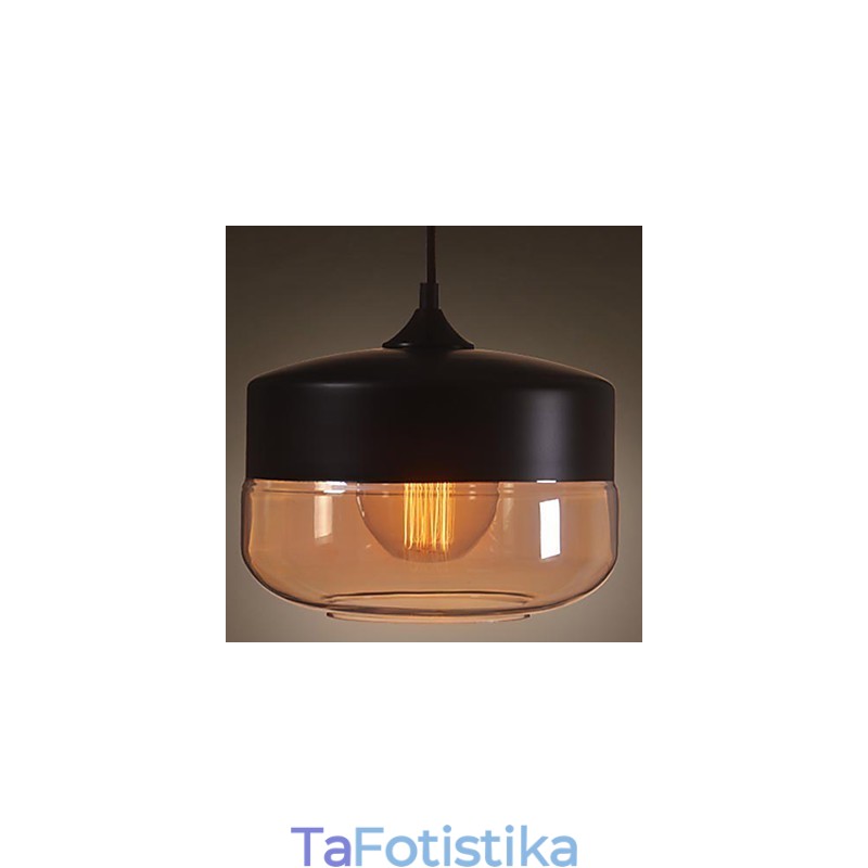 WestMenLights Vintage Μοντέρνο Γυάλινο Φωτιστικό Οροφής Κρεμαστό Ανοιχτό Μαύρο Διαμέτρου 250mm