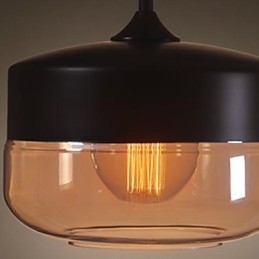 WestMenLights Vintage Μοντέρνο Γυάλινο Φωτιστικό Οροφής Κρεμαστό Ανοιχτό Μαύρο Διαμέτρου 250mm