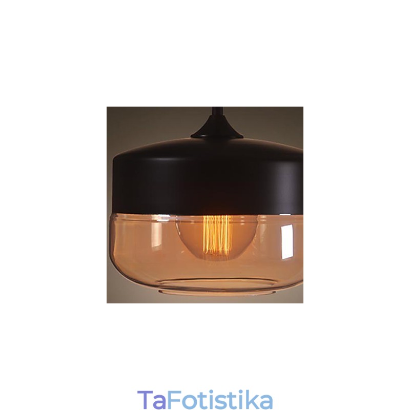 WestMenLights Vintage Μοντέρνο Γυάλινο Φωτιστικό Οροφής Κρεμαστό Ανοιχτό Μαύρο Διαμέτρου 250mm