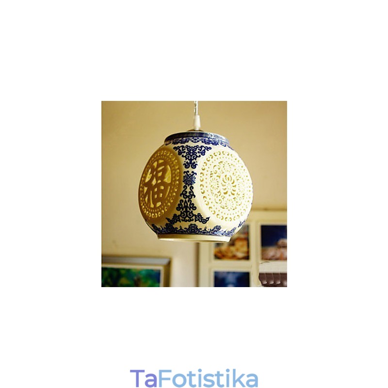 Ρετρό Κεραμικό φωτιστικό Stairs Blue Single Head Chandelier Creative