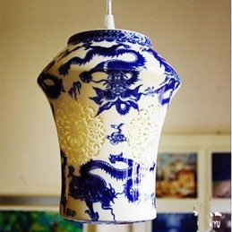 Ρετρό Κεραμικό φωτιστικό Stairs Blue Single Head Chandelier Creative