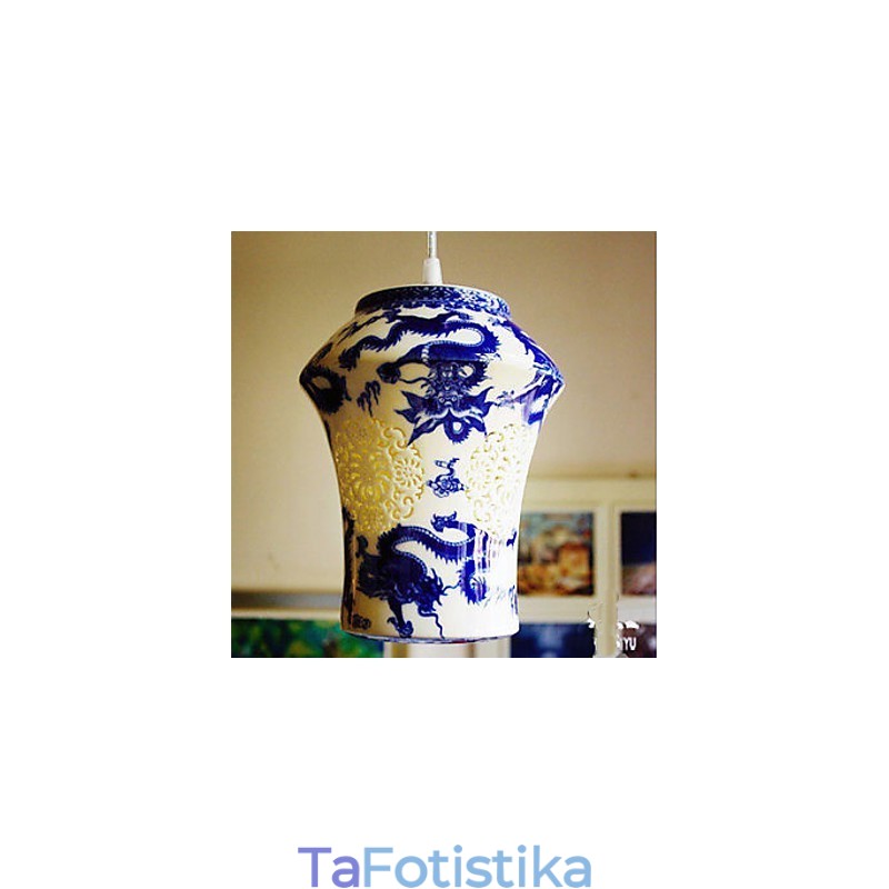 Ρετρό Κεραμικό φωτιστικό Stairs Blue Single Head Chandelier Creative