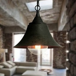 Medium Vintage Ματ Μαύρο Φωτιστικό Κρεμαστό Μεταλλικό Κουδούνι