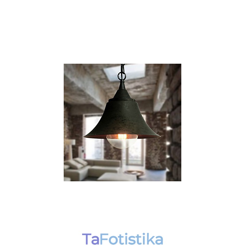 Medium Vintage Ματ Μαύρο Φωτιστικό Κρεμαστό Μεταλλικό Κουδούνι