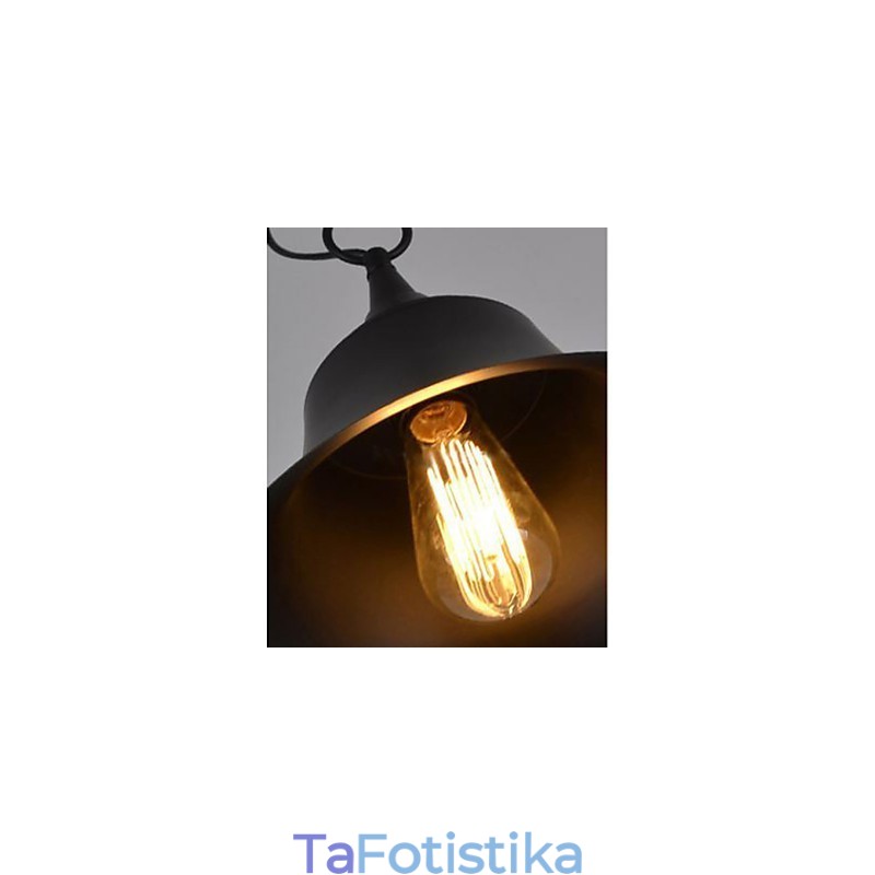 Medium Vintage Ματ Μαύρο Φωτιστικό Κρεμαστό Μεταλλικό Κουδούνι