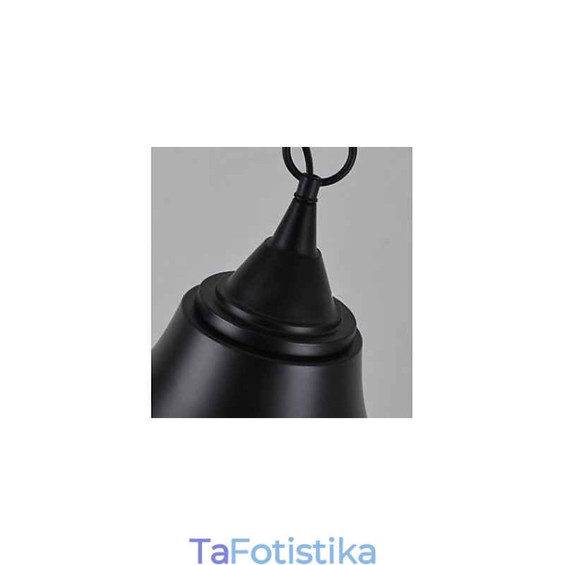Medium Vintage Ματ Μαύρο Φωτιστικό Κρεμαστό Μεταλλικό Κουδούνι