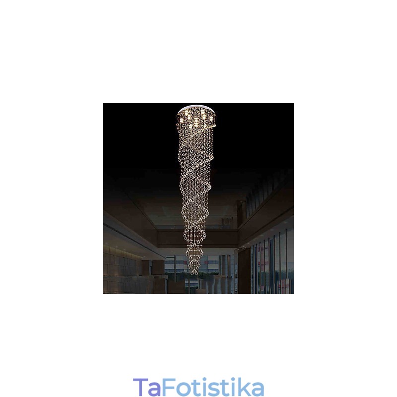 Φωτιστικά οροφής Πολυέλαιοι Κρεμαστά φωτιστικά με Κ9 Κρυστάλλινο Διπλό Σπιράλ D70CM H300CM