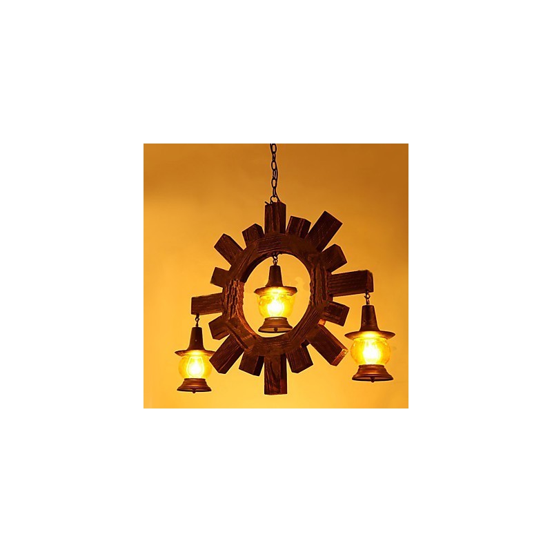 Antique Wood Chandelier American Country Iiving φωτιστικό