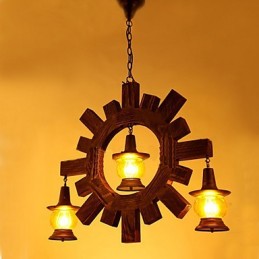 Antique Wood Chandelier American Country Iiving φωτιστικό