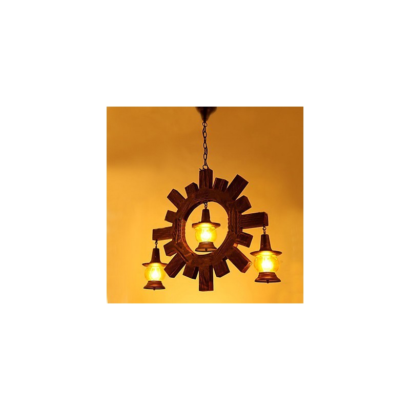 Antique Wood Chandelier American Country Iiving φωτιστικό