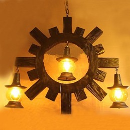 Antique Wood Chandelier American Country Iiving φωτιστικό