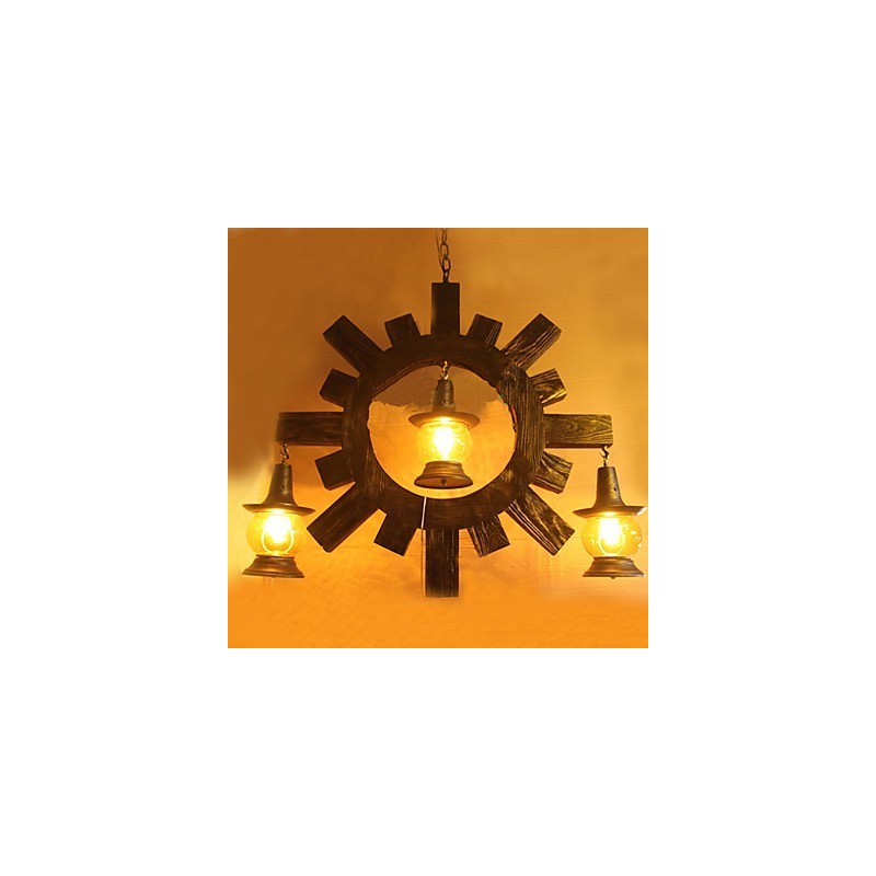 Antique Wood Chandelier American Country Iiving φωτιστικό
