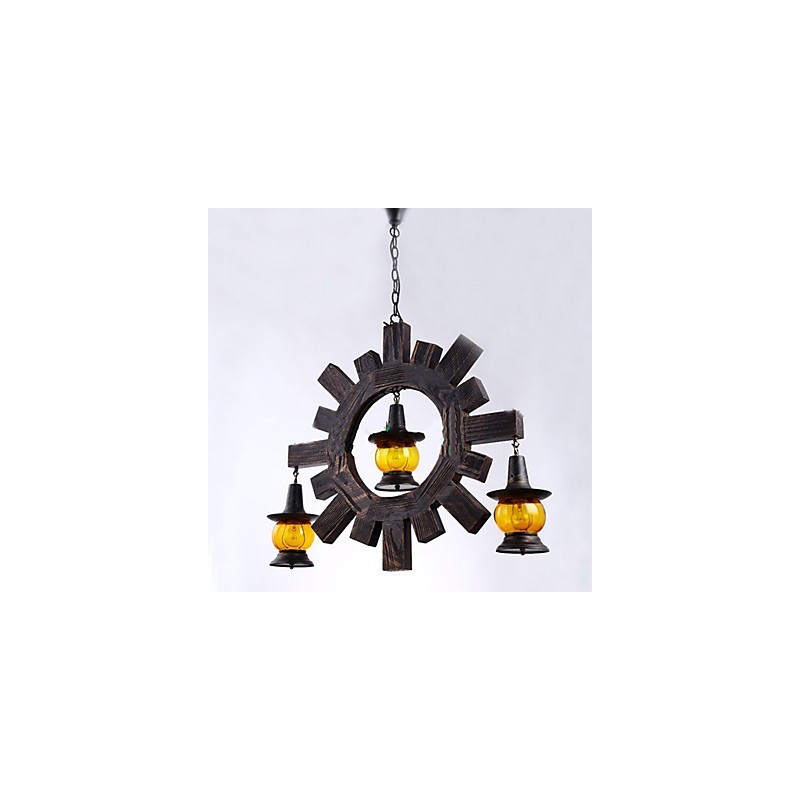 Antique Wood Chandelier American Country Iiving φωτιστικό