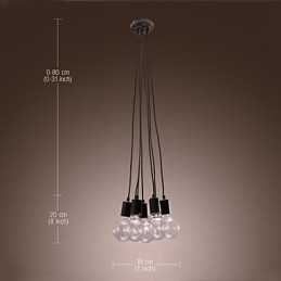Μοντέρνο Σπίτι 7 Κεφαλή Edison Light Light Loft Glass Ball κρεμαστό φως