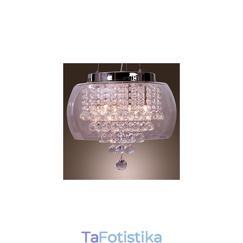 Artistic 6 Light κρυστάλλινο κρεμαστό φωτιστικό με γυάλινη απόχρωση