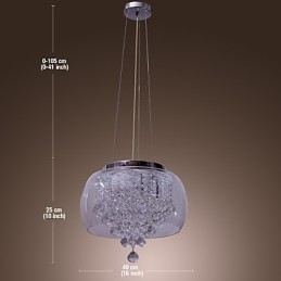 Artistic 6 Light κρυστάλλινο κρεμαστό φωτιστικό με γυάλινη απόχρωση