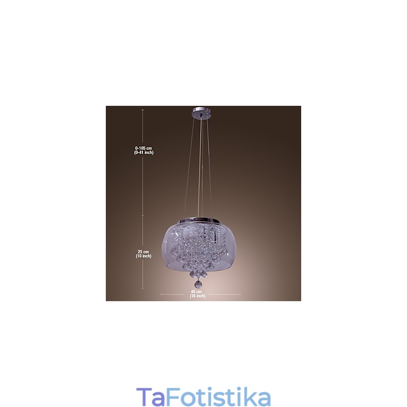 Artistic 6 Light κρυστάλλινο κρεμαστό φωτιστικό με γυάλινη απόχρωση
