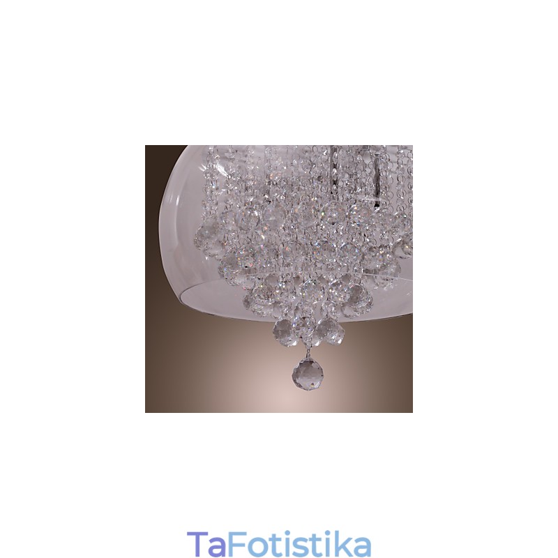 Artistic 6 Light κρυστάλλινο κρεμαστό φωτιστικό με γυάλινη απόχρωση