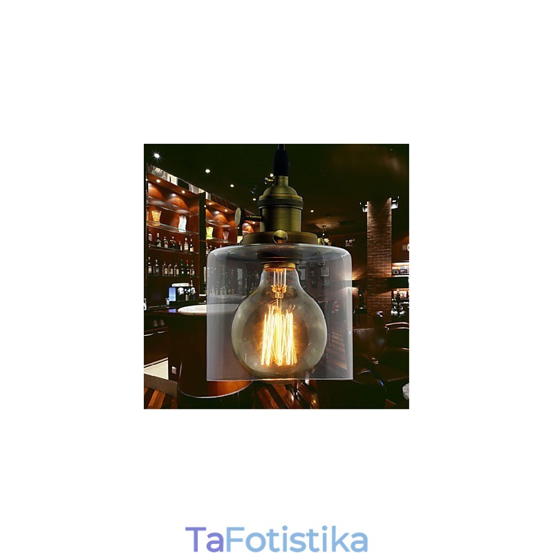 Φωτιστικό κρεμαστό γυαλί ορείχαλκου Retro Vintage Industrial ART Cafe Garage