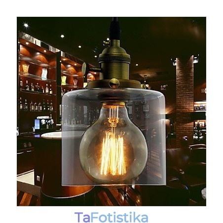 Φωτιστικό κρεμαστό γυαλί ορείχαλκου Retro Vintage Industrial ART Cafe Garage Φωτιστικό κρεμαστό γυαλί ορείχαλκου Retro Vintage Industrial ART Cafe Garage