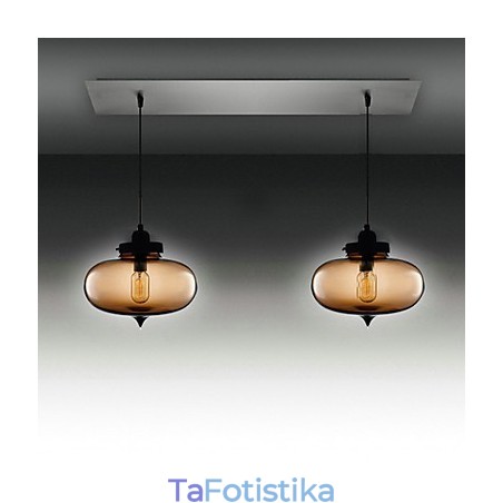 Μοντέρνο διαφανές γυάλινο κρεμαστό φωτιστικό με 2 φωτάκια σε σχέδιο Bubble