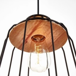 Σιδερένιο Κρεμαστό Φωτιστικό Ζωγραφικής με Ξύλινο Κεντρικό Φωτιστικό Σιδερένιο Κλουβί
