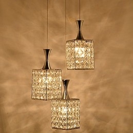 3 Lights Μεταλλικό Πλαίσιο K9 Κρυστάλλινος Πολυέλαιος Droplight Send Bulb