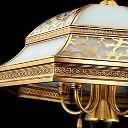 Μπρούτζινο κρεμαστό φωτιστικό Six Light Vintage Total Copper Glass