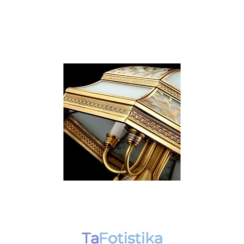 Μπρούτζινο κρεμαστό φωτιστικό Six Light Vintage Total Copper Glass