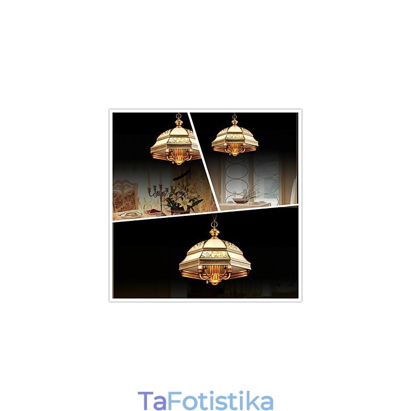 Μπρούτζινο κρεμαστό φωτιστικό Six Light Vintage Total Copper Glass