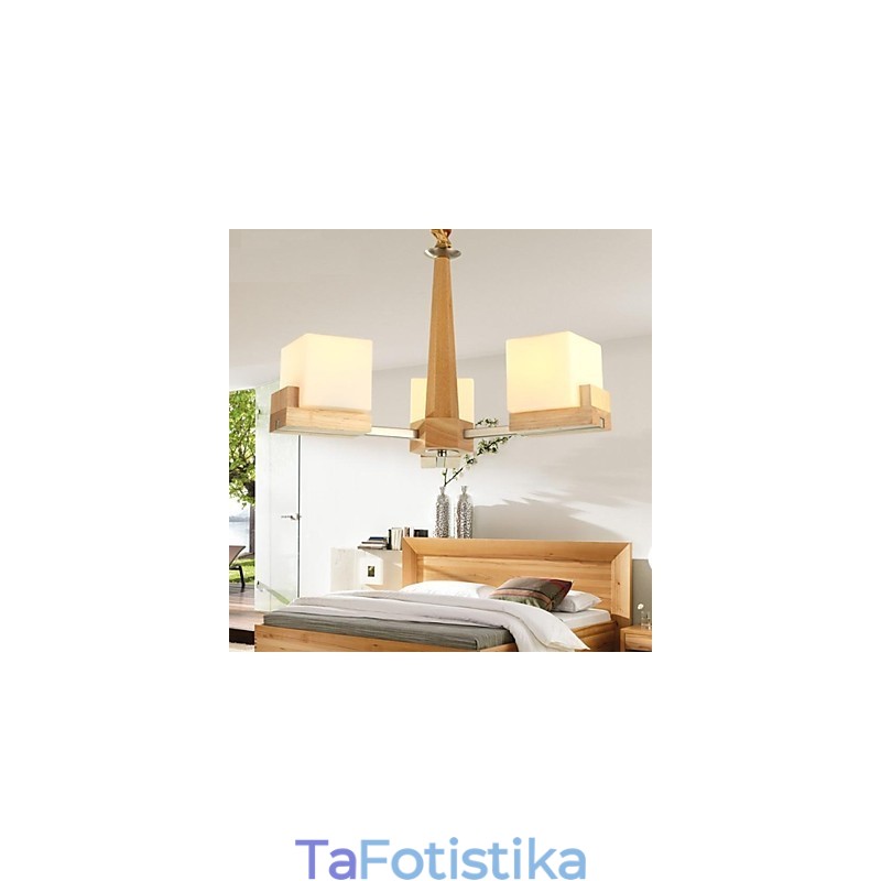 Κρεμαστό Φωτιστικό Δρυς Τριφωτό Δρυς και Γυαλί