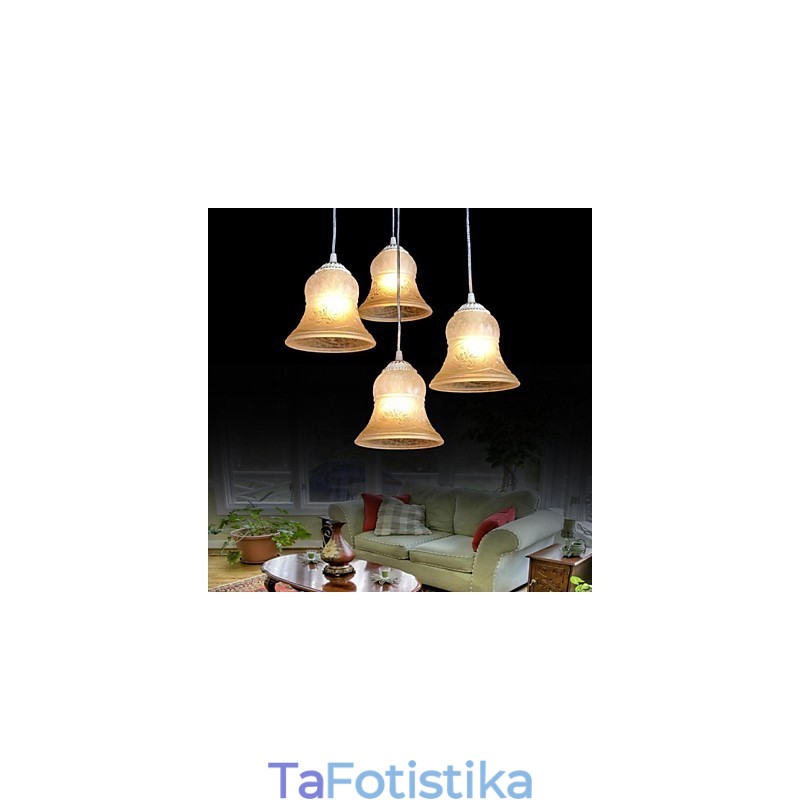 Λευκό μενταγιόν με μοτίβο τεσσάρων φώτων, γυάλινη απόχρωση, επιχρυσωμένο, ευρωπαϊκό ρετρό κλασικό