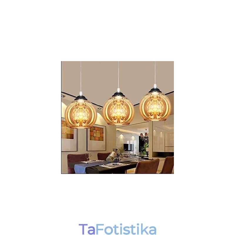 Γυάλινο Κρεμαστό Φωτιστικό Τριών Μπαλών
