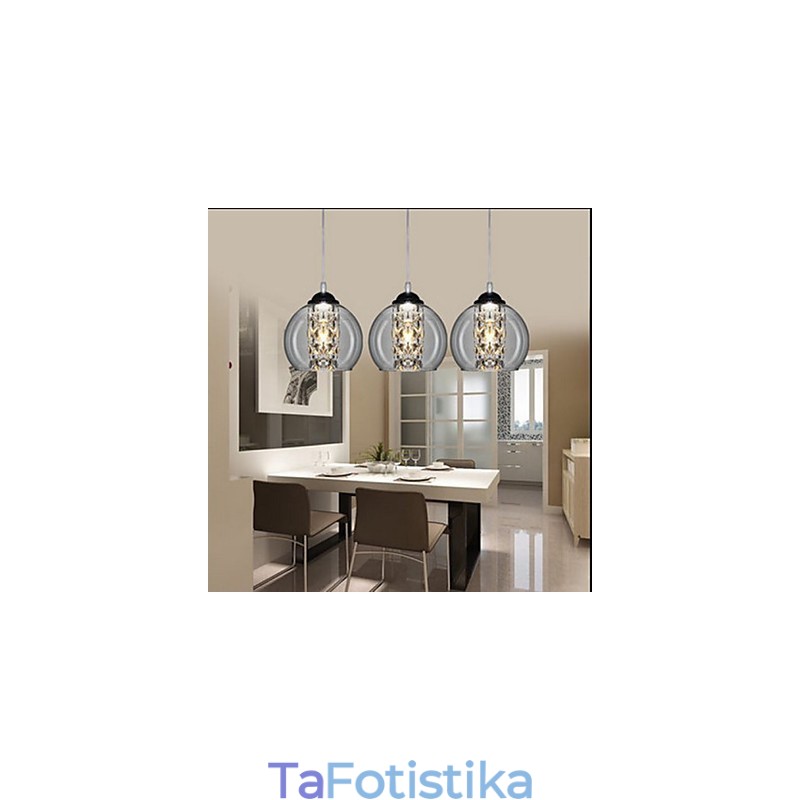 Γυάλινο Κρεμαστό Φωτιστικό Τριών Μπαλών